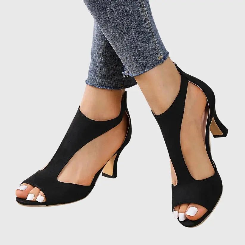 Sleekheel — Breathable Black Heels With Elegant Orthopedic Supportive Comfort Design Black