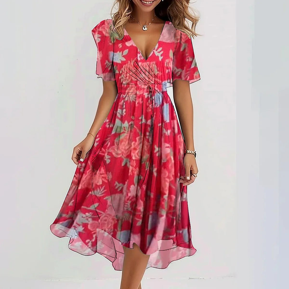 Hazel — Breathable Cotton Summer Dress For Flowing Lightweight Everyday Style Pink