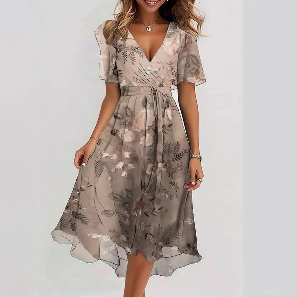 Hazel — Breathable Cotton Summer Dress For Flowing Lightweight Everyday Style Beige