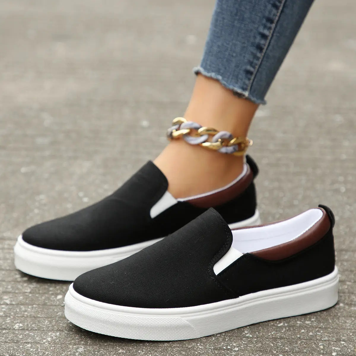 Breathestylish — Breathable Fabric Slip-On Shoes With Stylish Casual Everyday Design Black