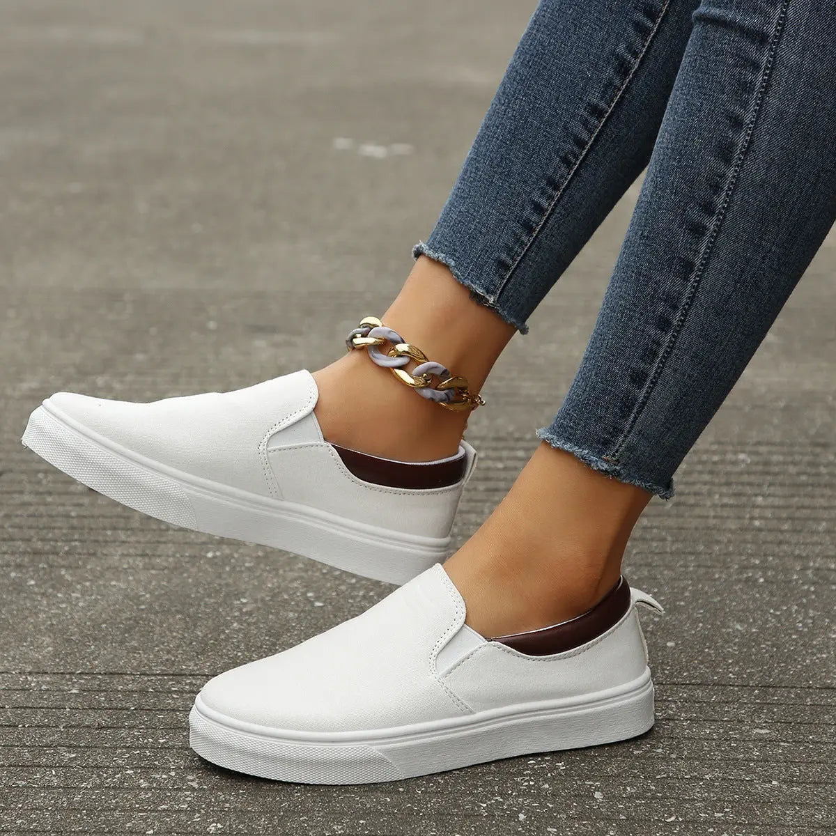 Breathestylish — Breathable Fabric Slip-On Shoes With Stylish Casual Everyday Design White