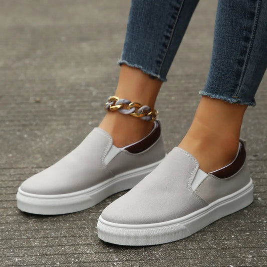 Breathestylish — Breathable Fabric Slip-On Shoes With Stylish Casual Everyday Design Grey