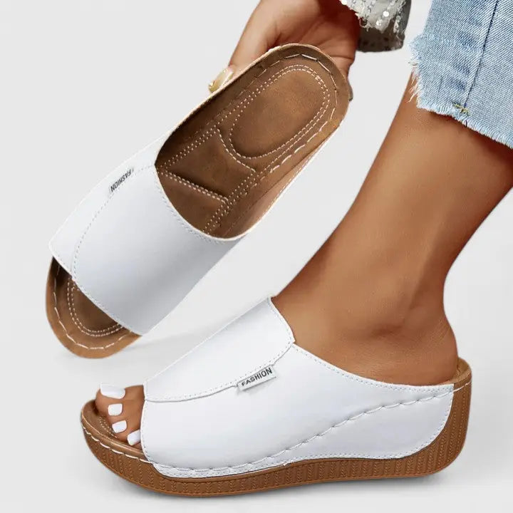 Breezestep — Breathable Leather Sandals With Stylish Comfortable Summer Design White