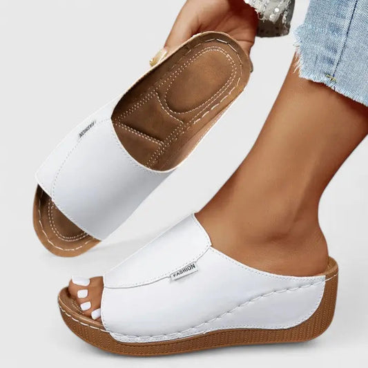 Breezestep — Breathable Leather Sandals With Stylish Comfortable Summer Design White