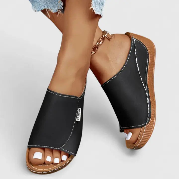 Breezestep — Breathable Leather Sandals With Stylish Comfortable Summer Design Black