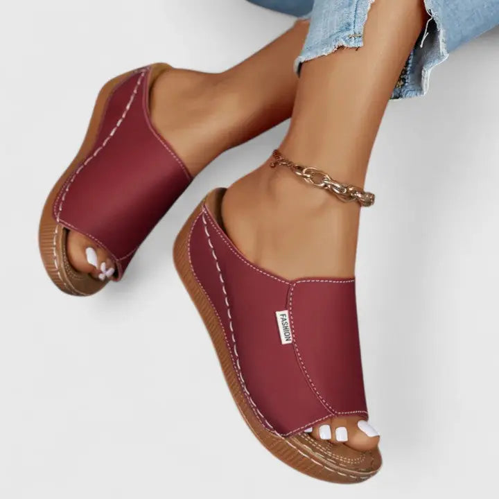 Breezestep — Breathable Leather Sandals With Stylish Comfortable Summer Design Red