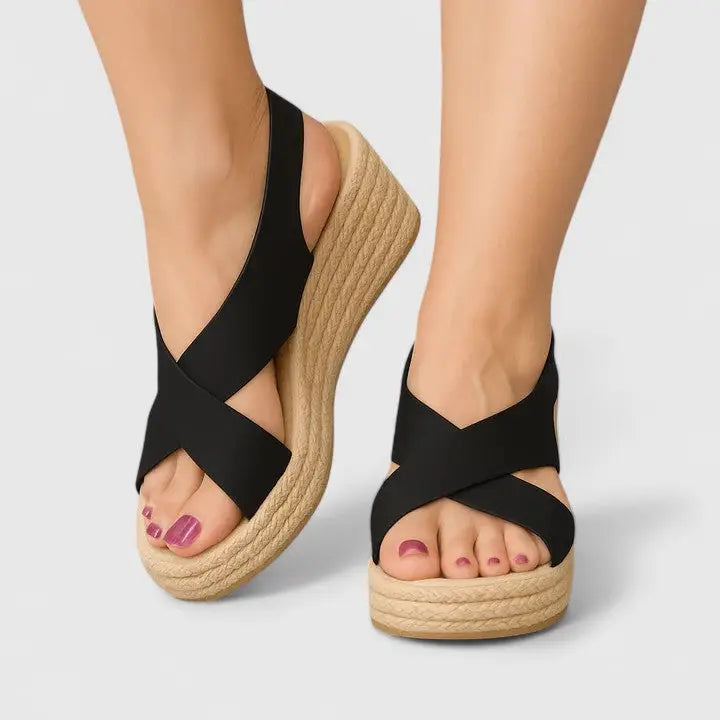 Espadrina — Breathable Synthetic Espadrille Sandals With Elegant Comfortable Summer Design Black