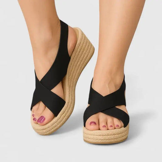 Espadrina — Breathable Synthetic Espadrille Sandals With Elegant Comfortable Summer Design Black