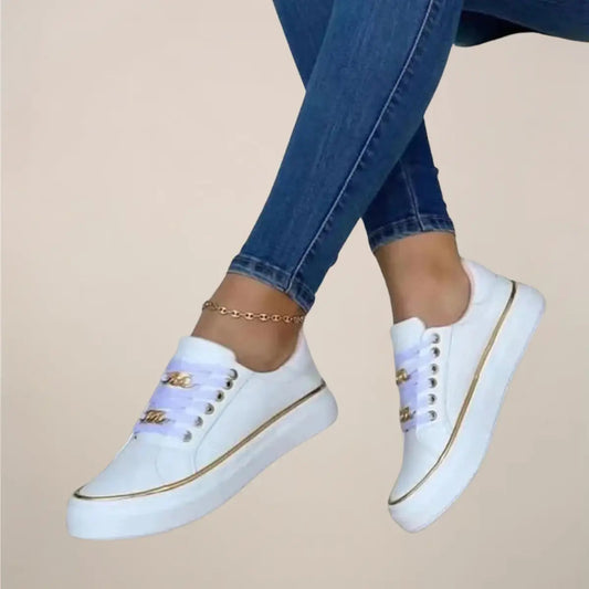 Goldaccent — Casual Fabric Sneakers With Stylish Low-Top White Gold Accent Design