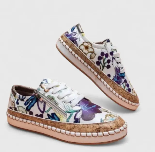 Orthosupport — Comfortable Orthopedic Slip-On Shoes With Lightweight Supportive Design Blue Floral