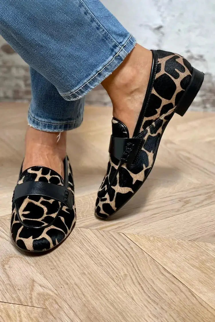 Cowprint — Cow Print Loafers With Cozy Chic Slip-On Comfortable Design Black