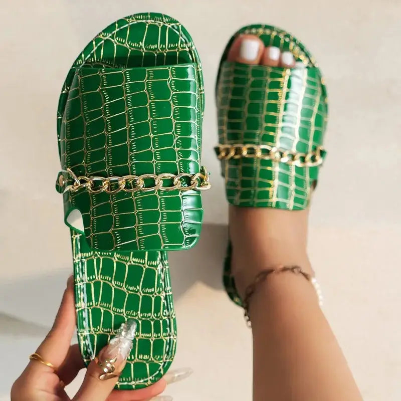 Crocodile — Croc-Embossed Sandals With Elegant Comfortable Summer Design