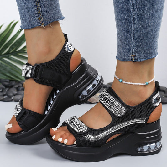 Crystalle — Crystal-Embellished Orthopedic Platform Sandals With Supportive Elegant Design