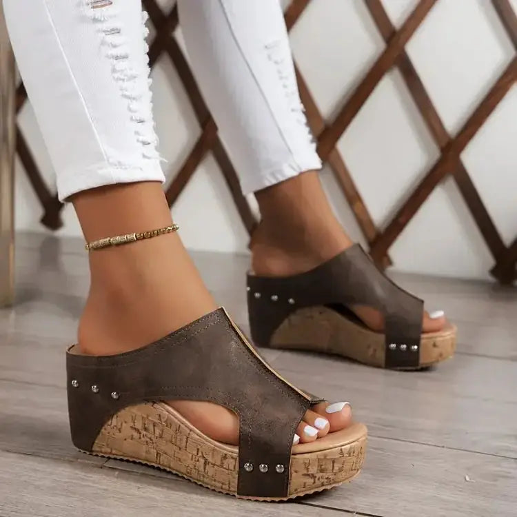 Veganclassic — Vegan Leather Sandals With Comfortable Orthopedic Summer Design Brown