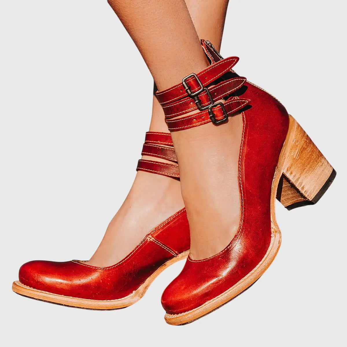 Snakeluxe — Elegant Leather Sandals With Comfortable Chic Summer Design Red