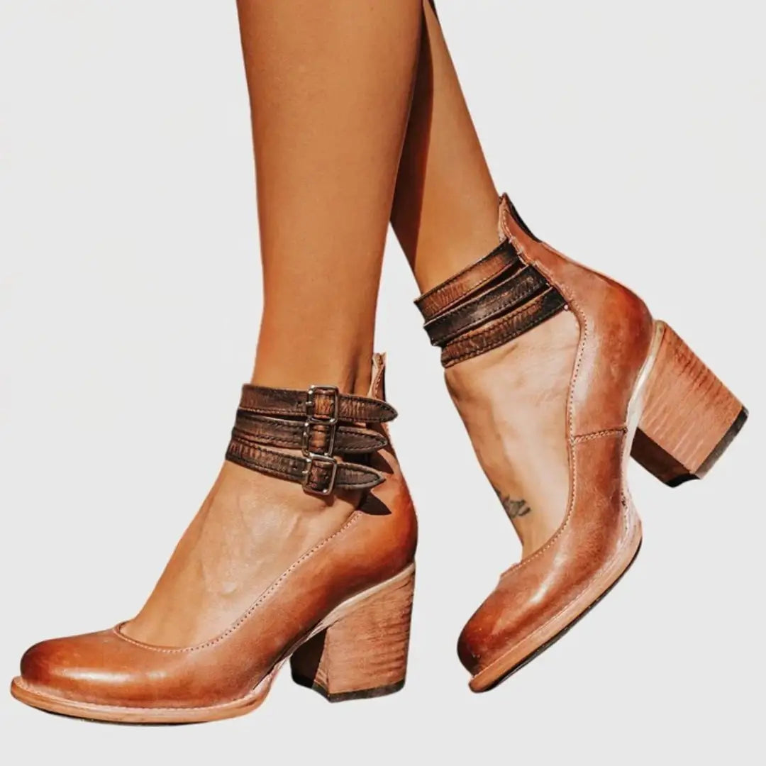 Snakeluxe — Elegant Leather Sandals With Comfortable Chic Summer Design Dark brown