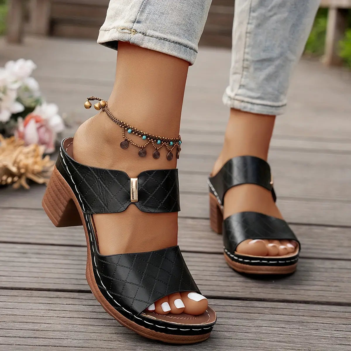 Elodie — Elegant Leather Sandals With Comfortable Stylish Summer Design Black