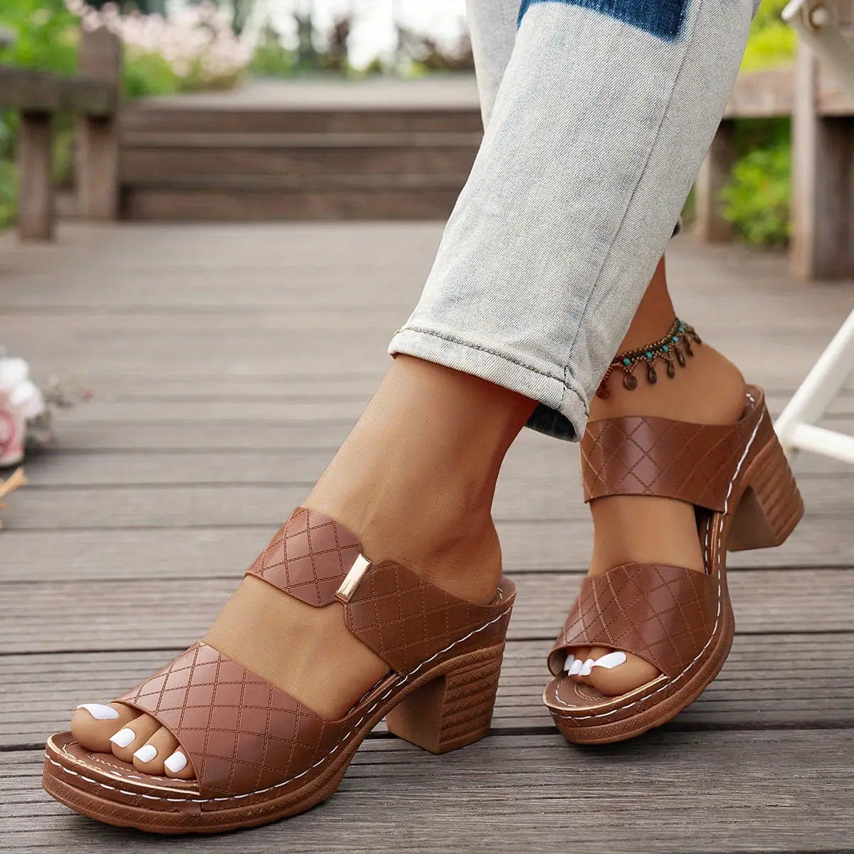 Elodie — Elegant Leather Sandals With Comfortable Stylish Summer Design Dark Brown