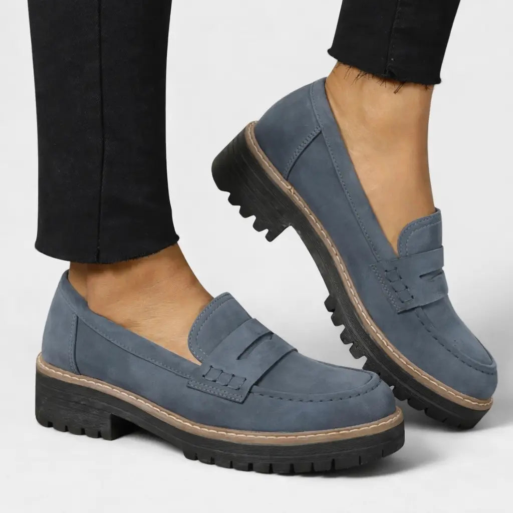 Ergoclassic — Ergonomic Leather Loafers With Comfortable Classic Slip-On Design Blue