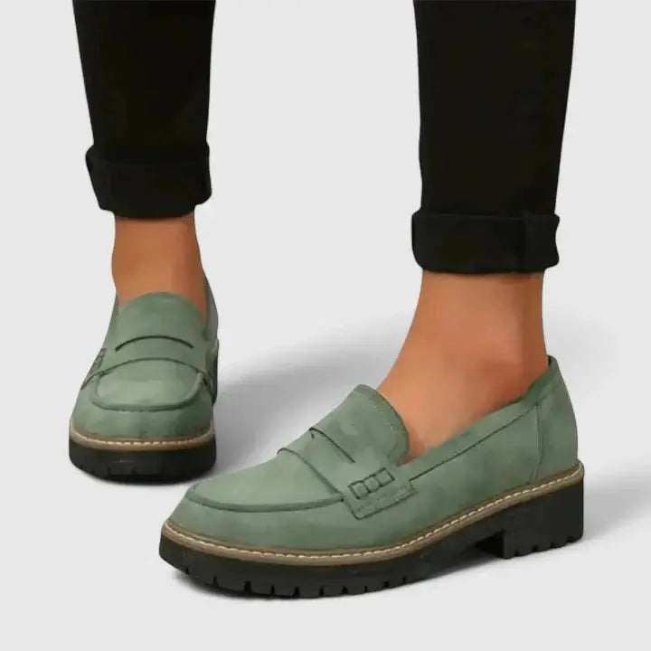 Ergoclassic — Ergonomic Leather Loafers With Comfortable Classic Slip-On Design Green