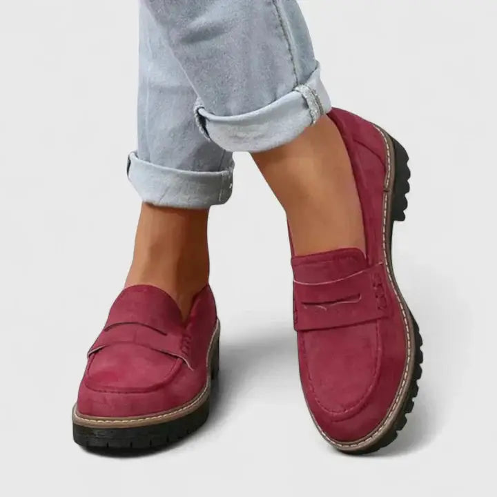 Ergoclassic — Ergonomic Leather Loafers With Comfortable Classic Slip-On Design Red