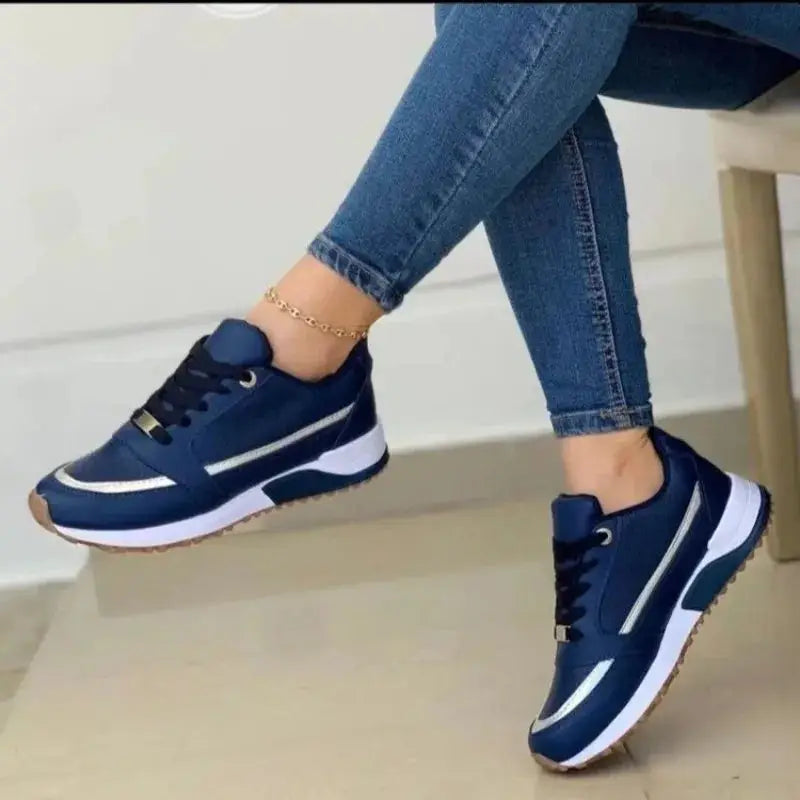 Sportychic — Fabric Slip-On Sneakers With Comfortable Chic Casual Sports Design Navy Blue