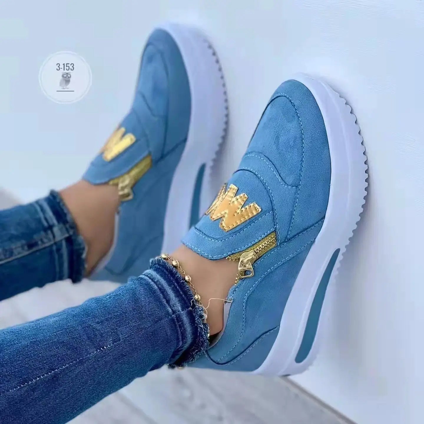Zipperchic — Fabric Slip-On Sneakers With Chic Casual Zipper Detail Design