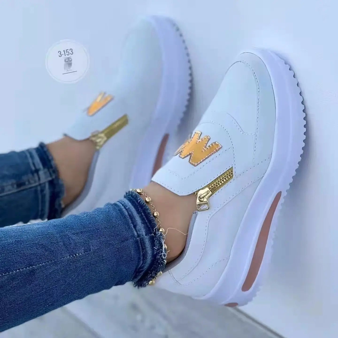Zipperchic — Fabric Slip-On Sneakers With Chic Casual Zipper Detail Design