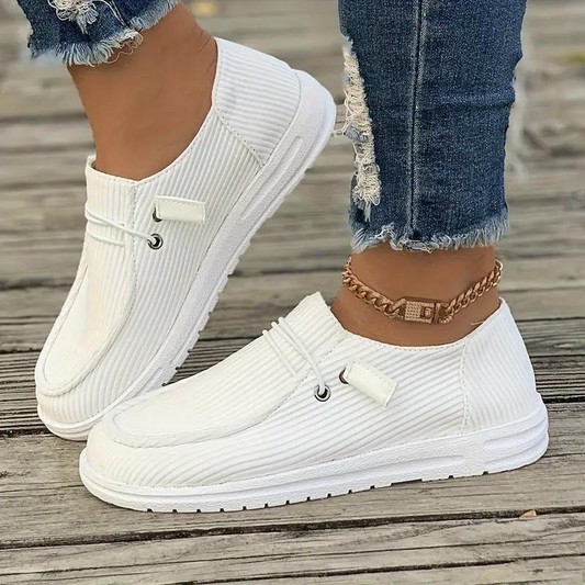 Qualitychic — High-Quality Fabric Shoes With Comfortable Chic Slip-On Footwear Design White