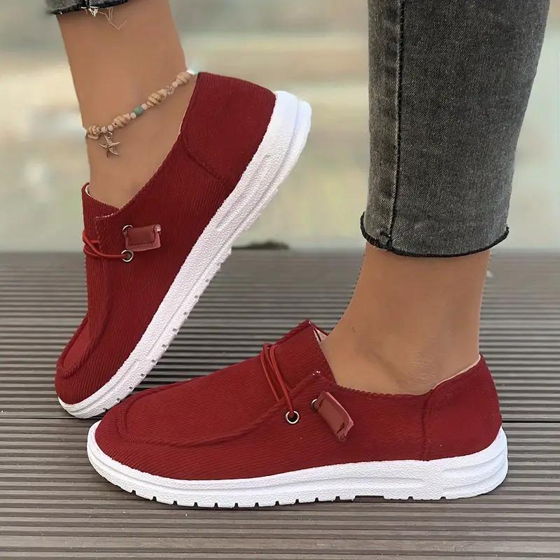 Qualitychic — High-Quality Fabric Shoes With Comfortable Chic Slip-On Footwear Design Red