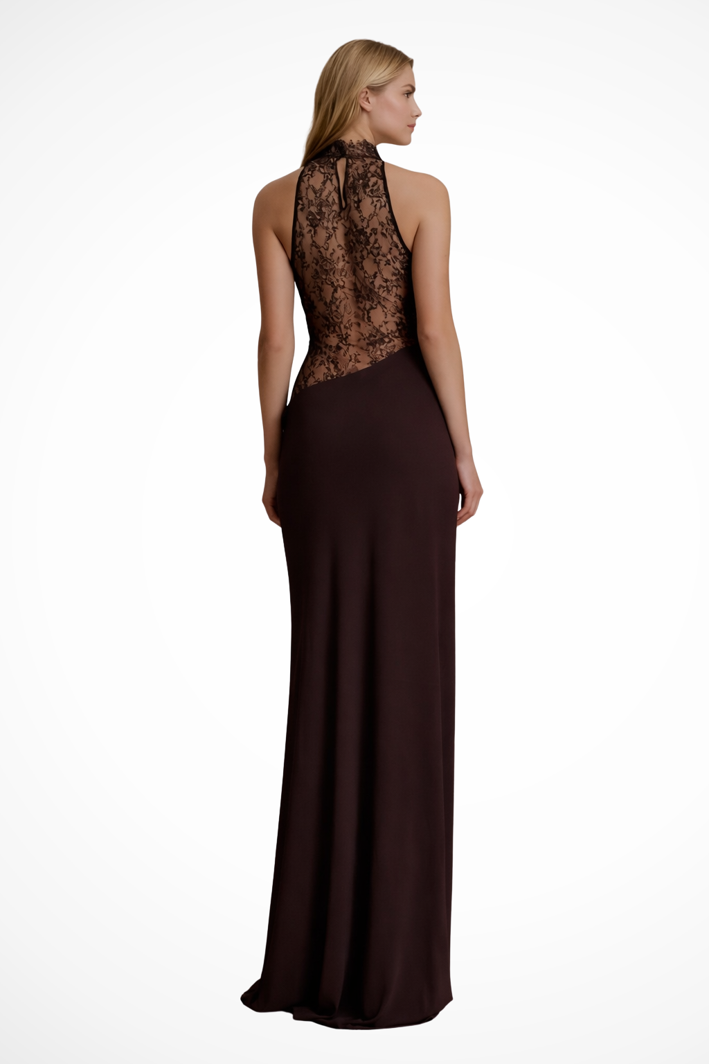 Lacehalter — Lace Halter Neck Maxi Dress With Refined Sleeveless Formal Wedding Design