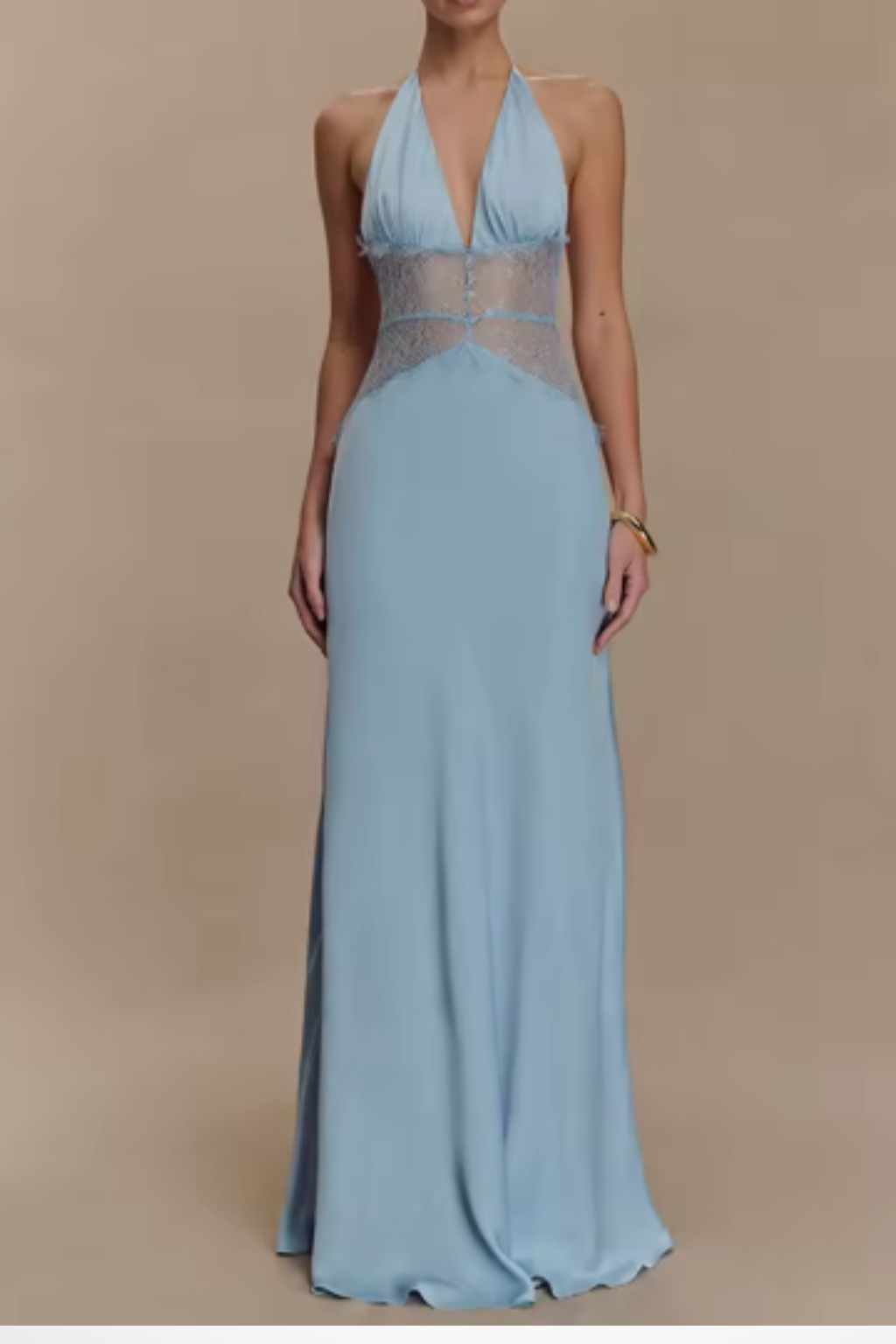 Lacebackless — Lace Maxi Dress With Modern Halter Neck Backless Wedding Design