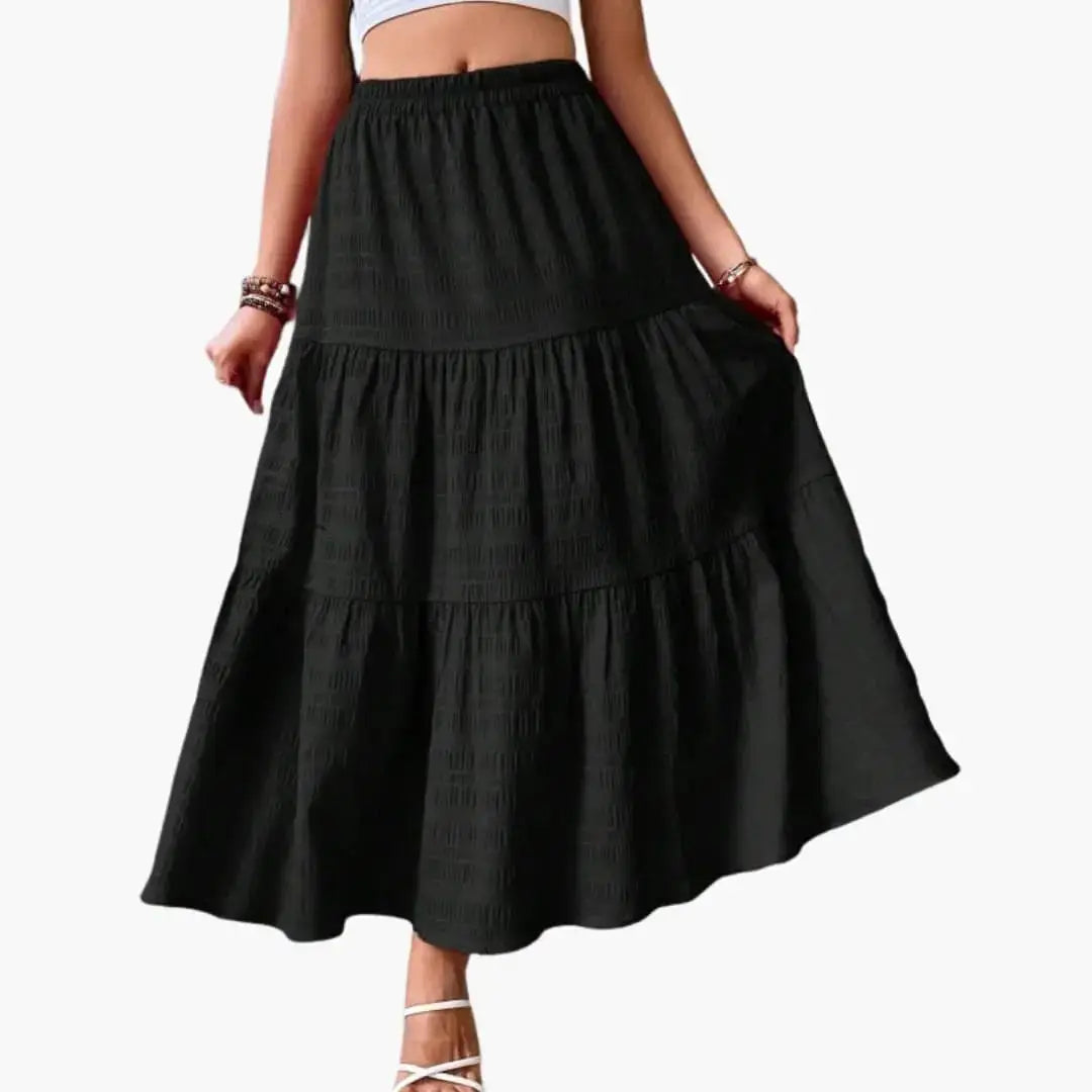 Marisette — Layered Woven Maxi Skirt With Elegant Ankle-Length Tiered Design