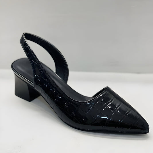 Slingblock — Leather Slingback Heels With Supportive Pointed Toe Block Design