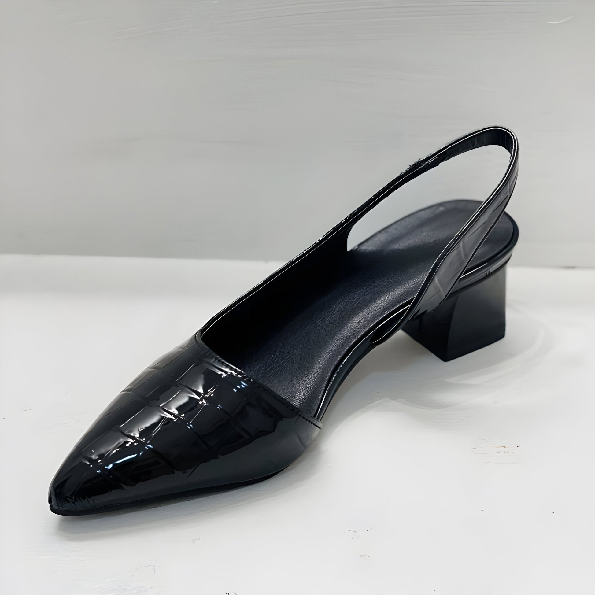 Slingblock — Leather Slingback Heels With Supportive Pointed Toe Block Design