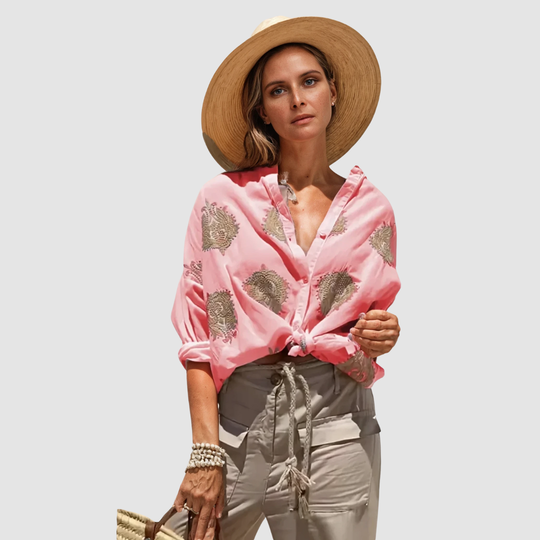 Coraline — Lightweight Breathable Blouse With Flowy Fit Summer Style Scarlet Red