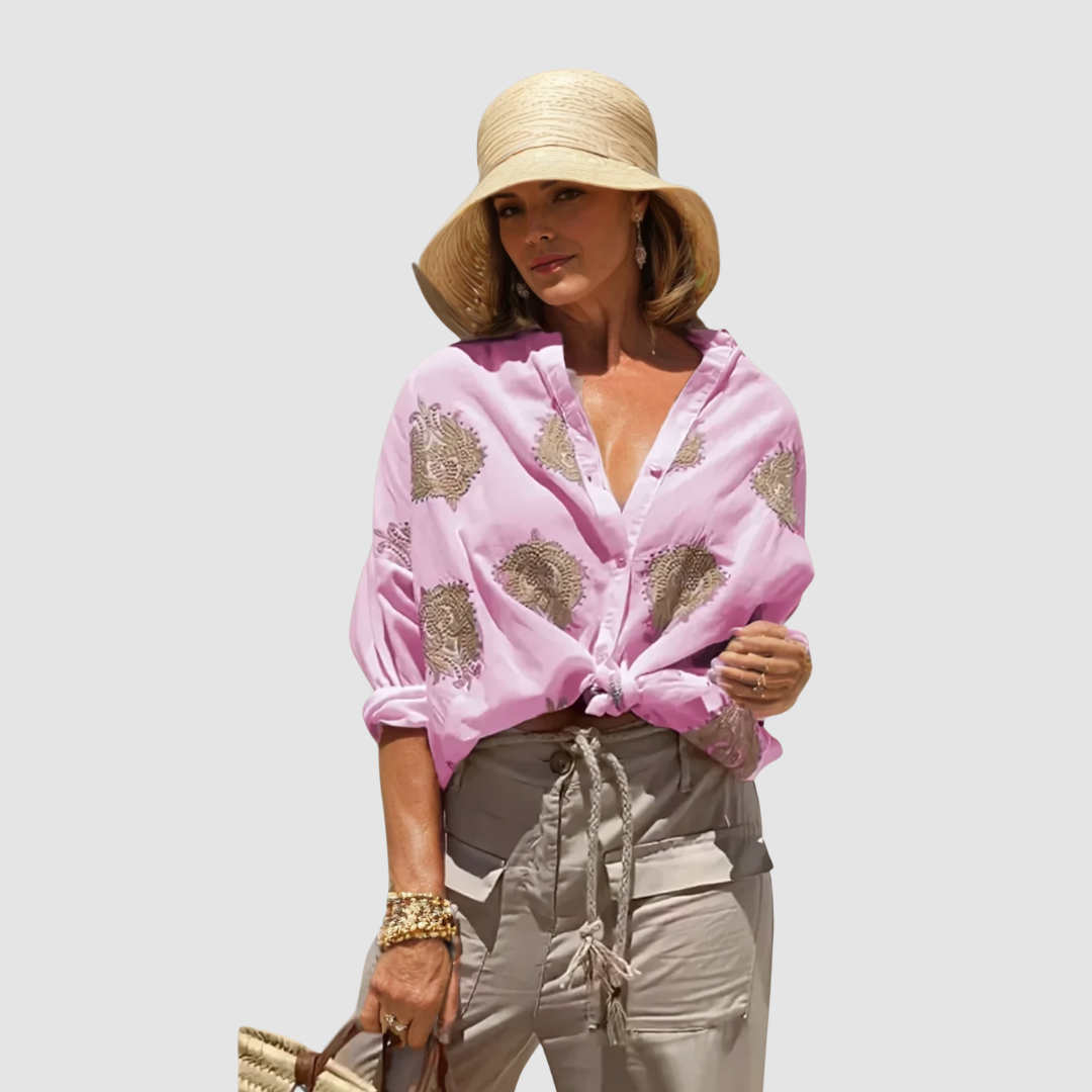 Coraline — Lightweight Breathable Blouse With Flowy Fit Summer Style Coral Pink