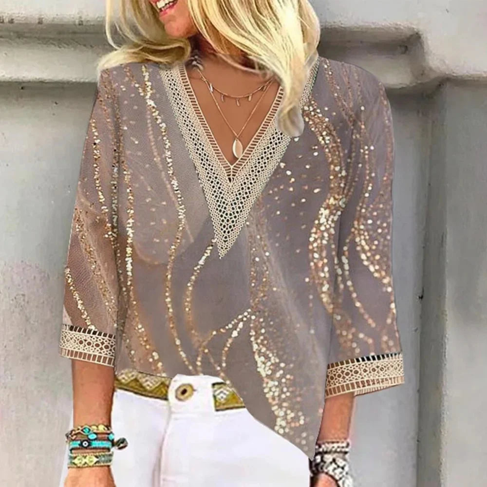 Maroon — Lightweight Chiffon Blouse With Elegant Flowing Summer Style Brown