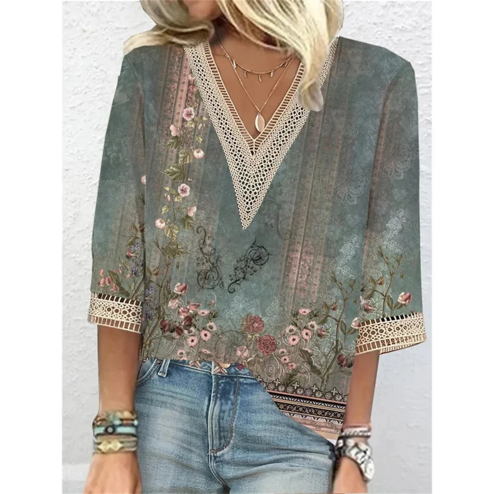 Maroon — Lightweight Chiffon Blouse With Elegant Flowing Summer Style Green
