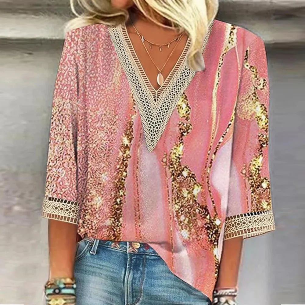 Maroon — Lightweight Chiffon Blouse With Elegant Flowing Summer Style Pink