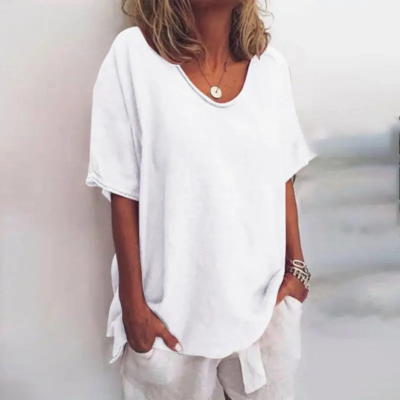 Marguerite — Lightweight Cotton Blouse With Flowy Relaxed Summer Fit White