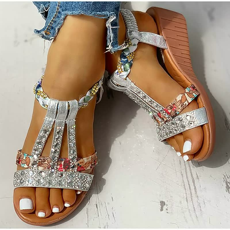 Goldie — Lightweight Elastic Strap Wedge Sandals With Stylish Comfortable Design