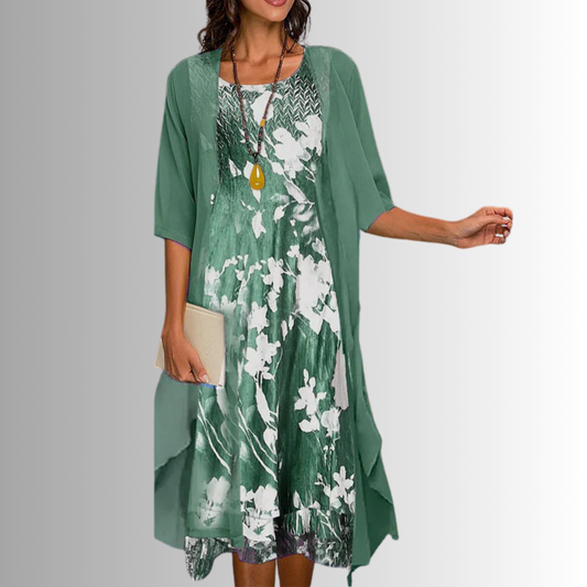 Willa — Lightweight Two-Piece Set With Breezy Relaxed Summer Style Floral Green