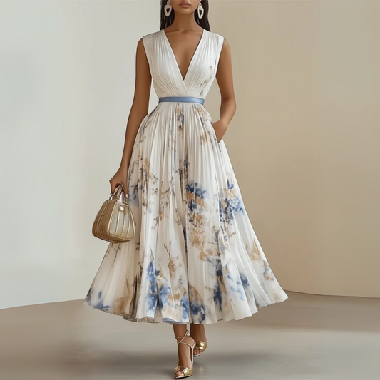 Seraphine — Lightweight Viscose Maxi Dress For Breezy Flowy Summer Style Beige