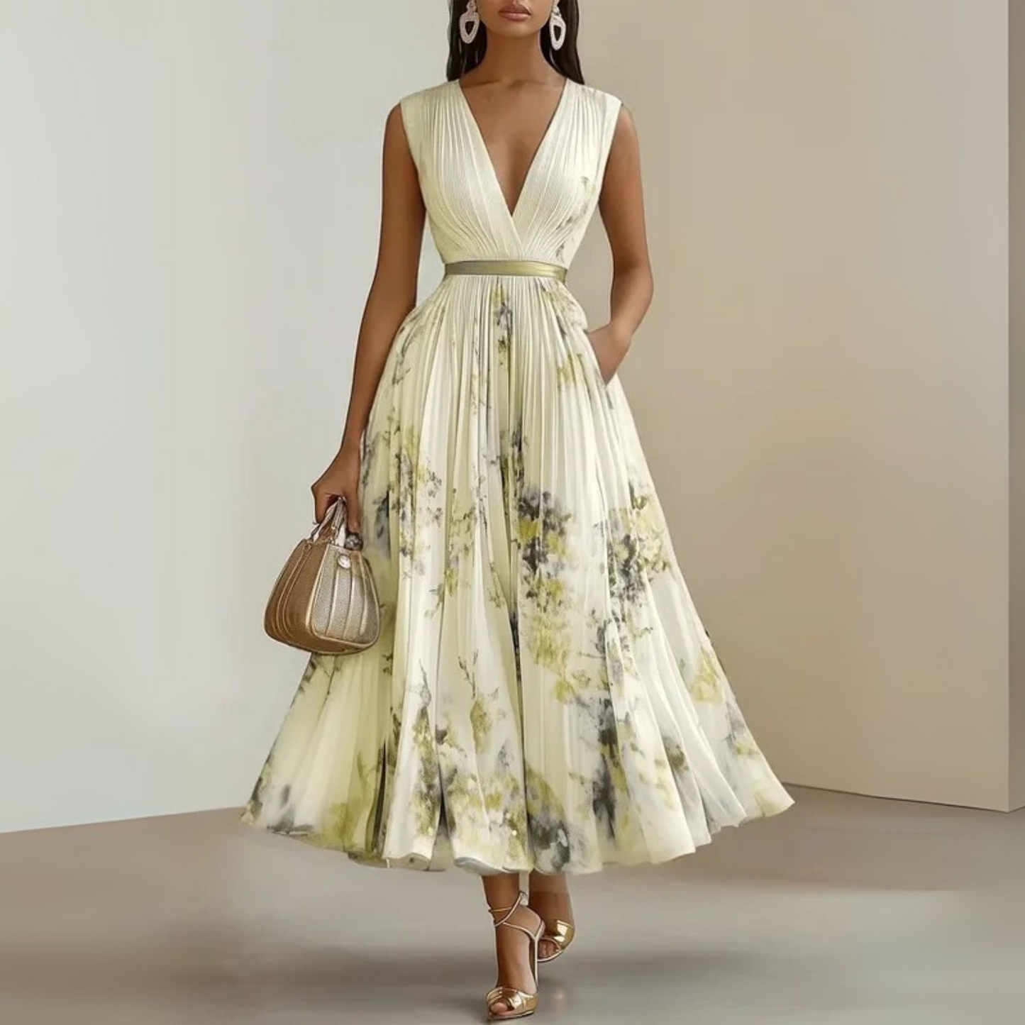 Seraphine — Lightweight Viscose Maxi Dress For Breezy Flowy Summer Style Yellow