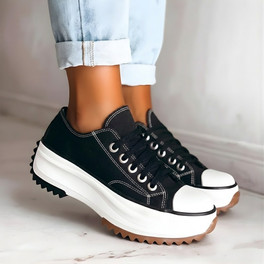 Chunkywalk — Orthopedic Fabric Sneakers With Supportive Chunky Lace-Up Walking Design Black