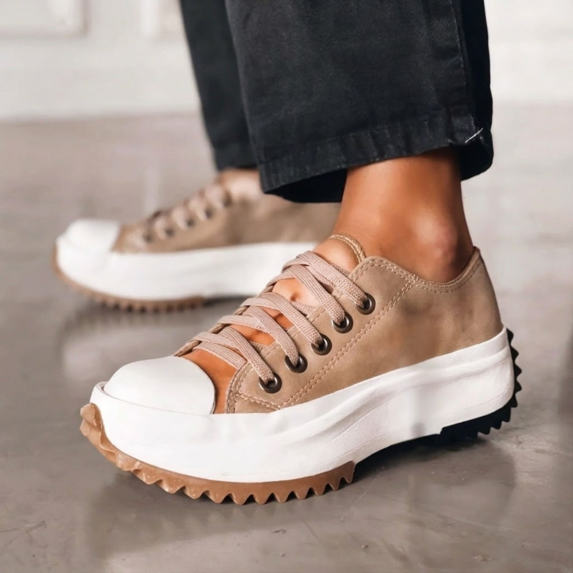 Chunkywalk — Orthopedic Fabric Sneakers With Supportive Chunky Lace-Up Walking Design Brown