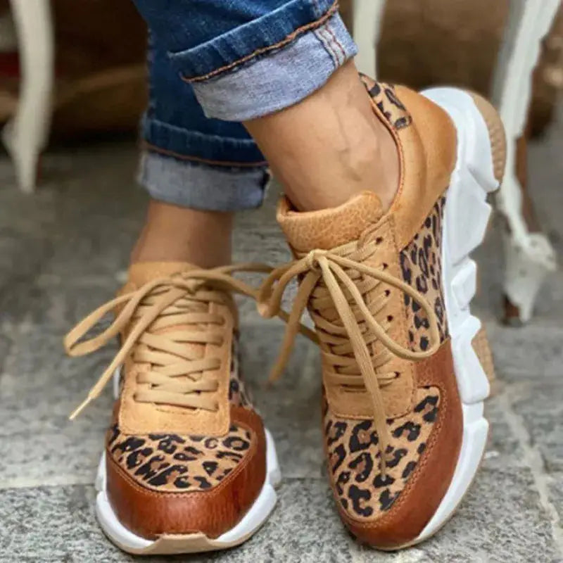 Leopardspring — PU Leopard Print Sneakers With Stylish Comfortable Spring Design Leopard Print