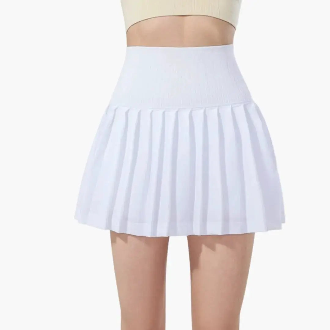Hawthorne — Plain Woven Midi Skirt With Structured High-Waist Pleated Design Pure White