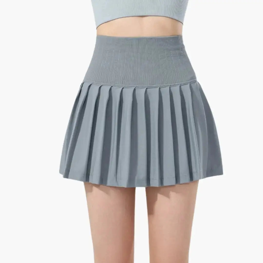 Hawthorne — Plain Woven Midi Skirt With Structured High-Waist Pleated Design Light Grey